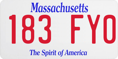 MA license plate 183FY0