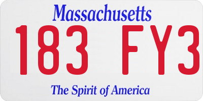 MA license plate 183FY3