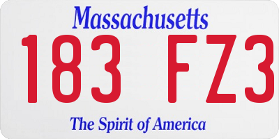 MA license plate 183FZ3