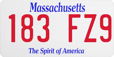 MA license plate 183FZ9