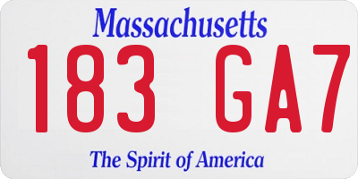 MA license plate 183GA7