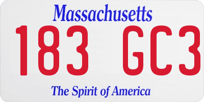 MA license plate 183GC3