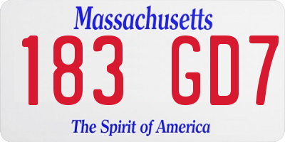 MA license plate 183GD7