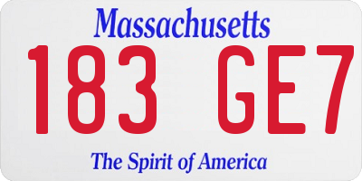 MA license plate 183GE7