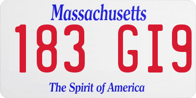 MA license plate 183GI9