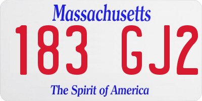 MA license plate 183GJ2