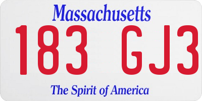 MA license plate 183GJ3