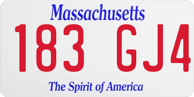 MA license plate 183GJ4