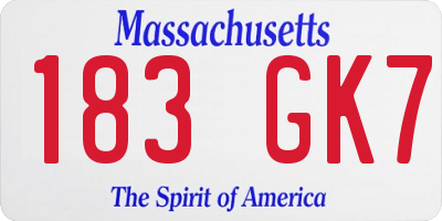 MA license plate 183GK7