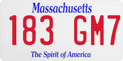MA license plate 183GM7