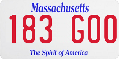 MA license plate 183GO0