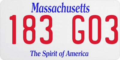 MA license plate 183GO3