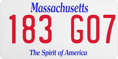 MA license plate 183GO7