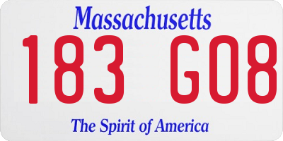 MA license plate 183GO8