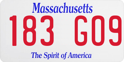 MA license plate 183GO9