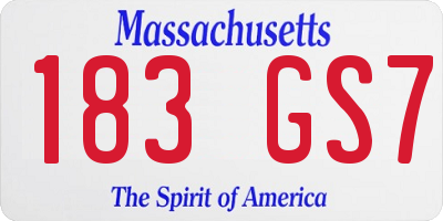 MA license plate 183GS7