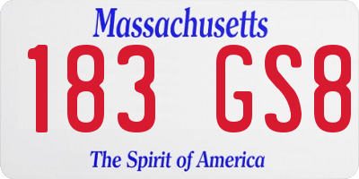 MA license plate 183GS8