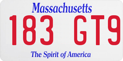 MA license plate 183GT9
