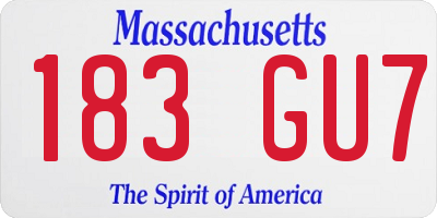 MA license plate 183GU7