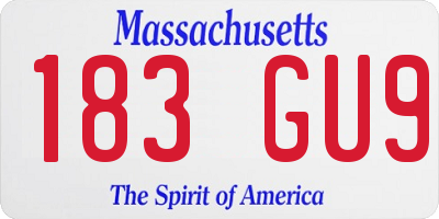 MA license plate 183GU9