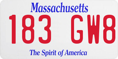 MA license plate 183GW8