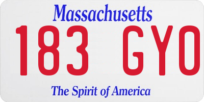 MA license plate 183GY0