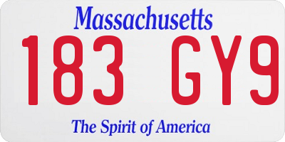 MA license plate 183GY9