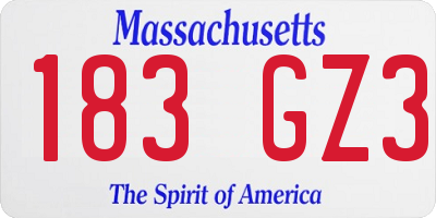 MA license plate 183GZ3