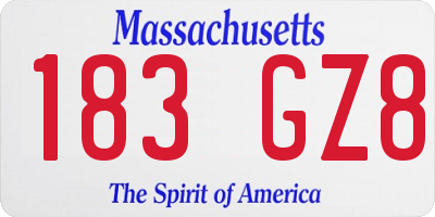 MA license plate 183GZ8