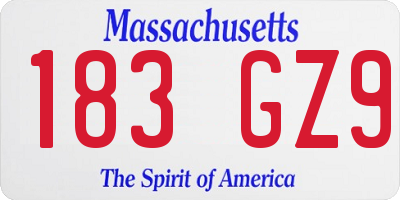 MA license plate 183GZ9