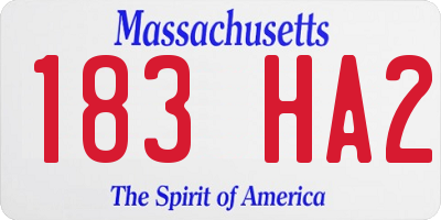 MA license plate 183HA2