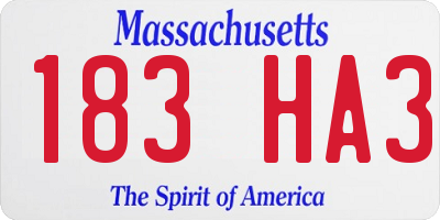 MA license plate 183HA3