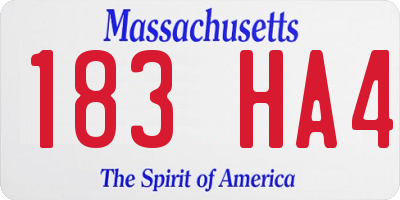 MA license plate 183HA4