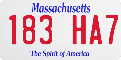 MA license plate 183HA7