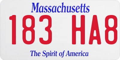 MA license plate 183HA8