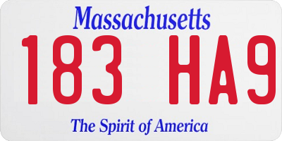 MA license plate 183HA9