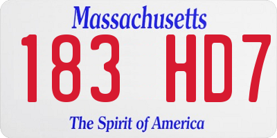 MA license plate 183HD7