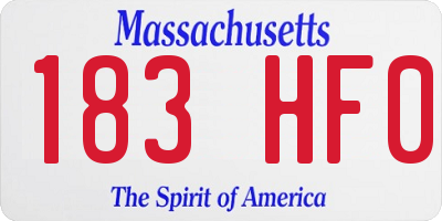 MA license plate 183HF0