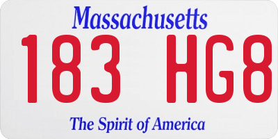 MA license plate 183HG8