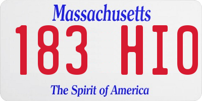 MA license plate 183HI0