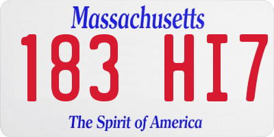 MA license plate 183HI7