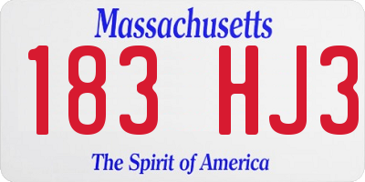 MA license plate 183HJ3