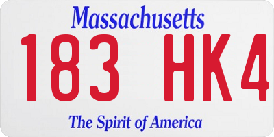 MA license plate 183HK4
