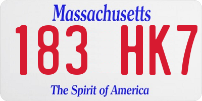 MA license plate 183HK7
