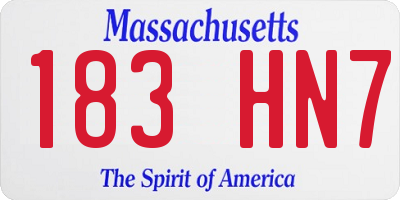 MA license plate 183HN7