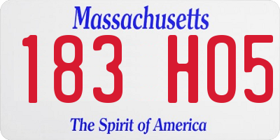 MA license plate 183HO5