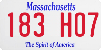 MA license plate 183HO7
