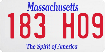 MA license plate 183HO9