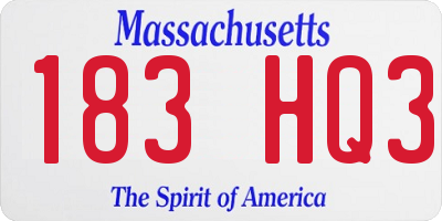 MA license plate 183HQ3