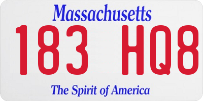 MA license plate 183HQ8